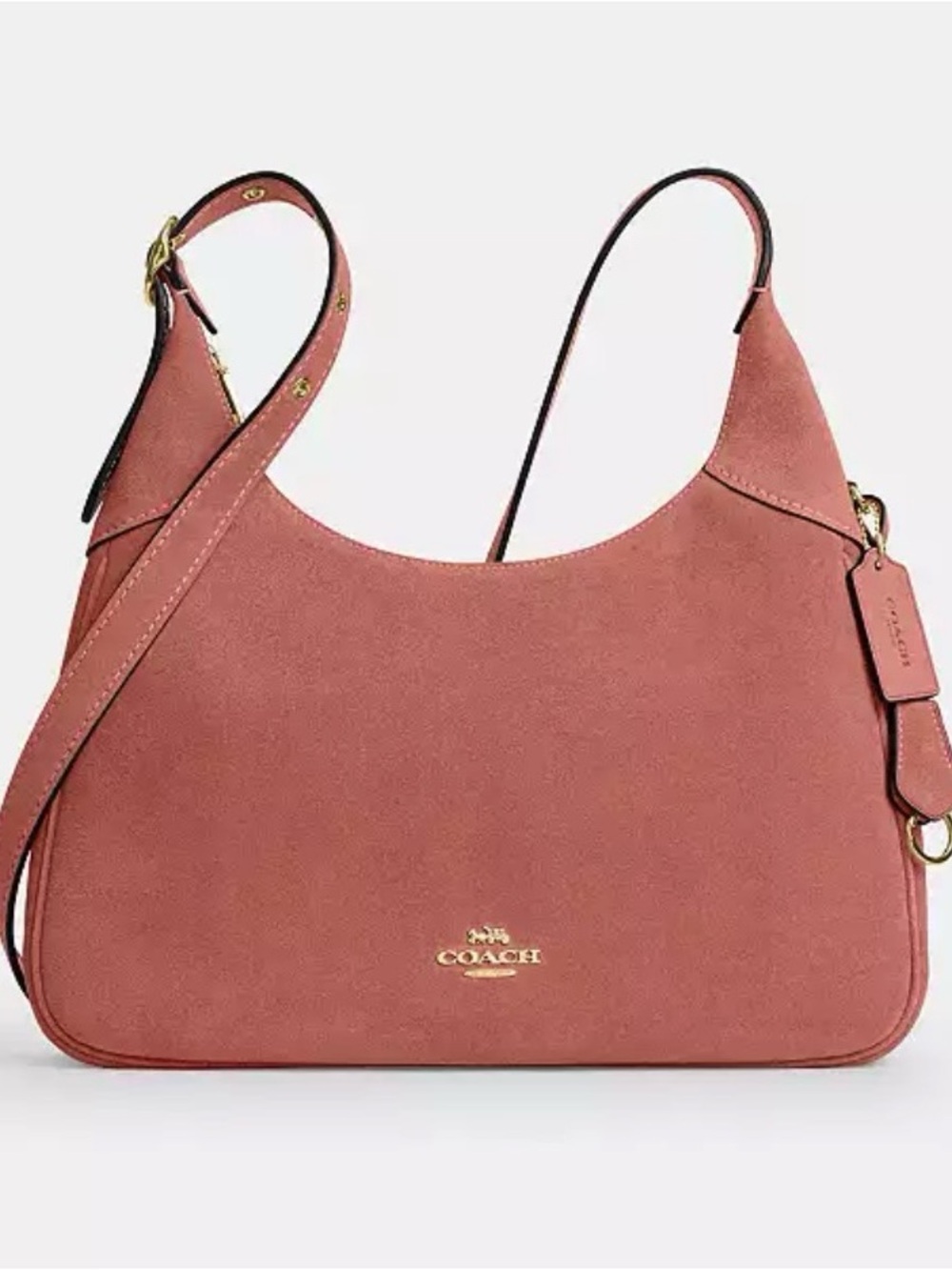 NWT COACH Ella Shoulder Bag Blush Pink Suede Leather Adjustable Straps